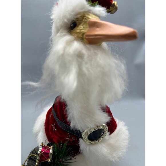 Santa Duck Figurine Red Velvet Outfit White Faux Fur Trim & Accessories READ - Picture 2 of 8